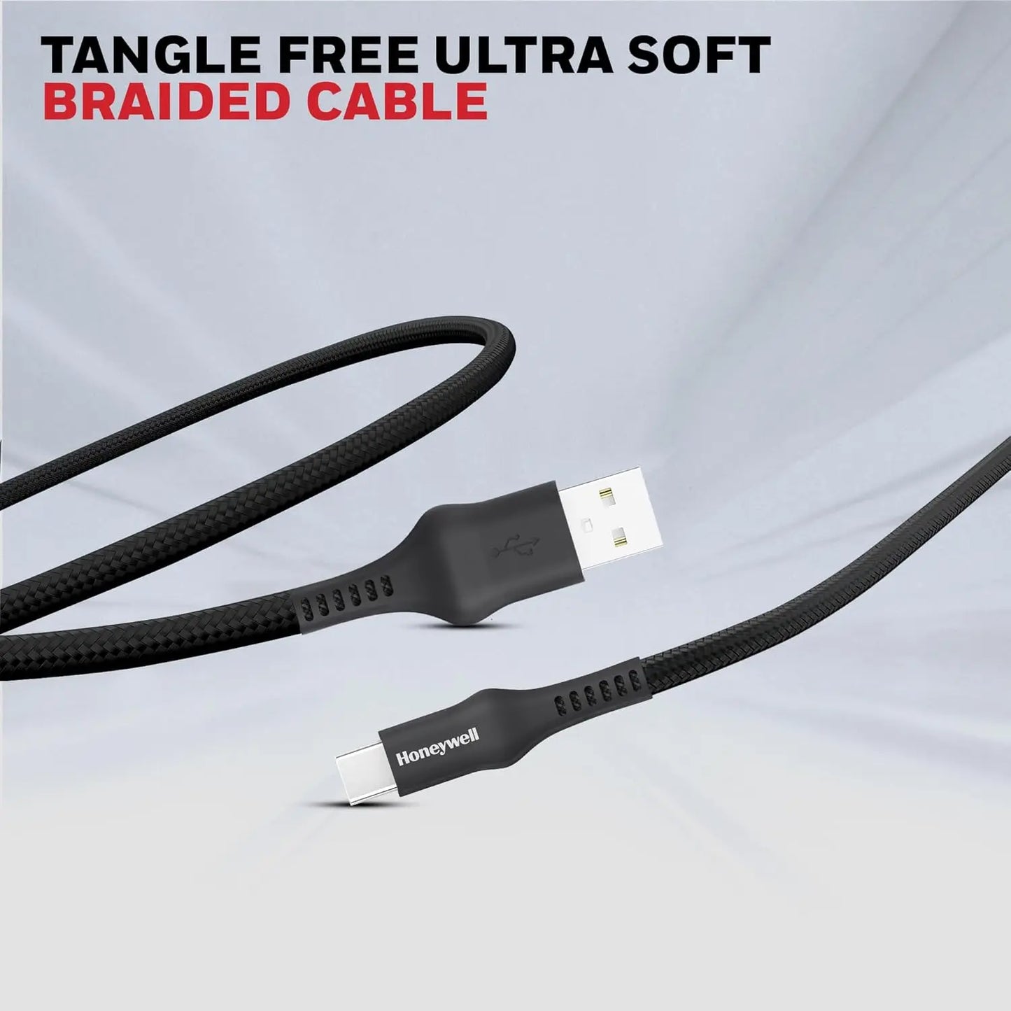 Honeywell USB A to Type C Cable, 4 Feet (1.2M), PD 60W, QC 3.0, Fast Charge & Sync Cable, Nylon Braided Cable for Apple Devices, Smartphones, Laptops, Power Banks, Tablets, Headphones, Speakers Black