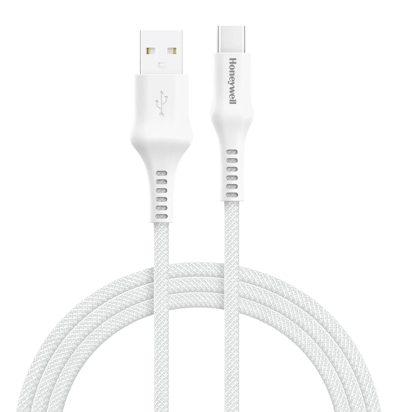 Honeywell USB A to Type C Cable, 4 Feet (1.2M), PD 60W, QC 3.0, Fast Charge & Sync Cable, Nylon Braided Cable for Apple Devices, Smartphones, Laptops, Power Banks, Tablets, Headphones, Speakers White