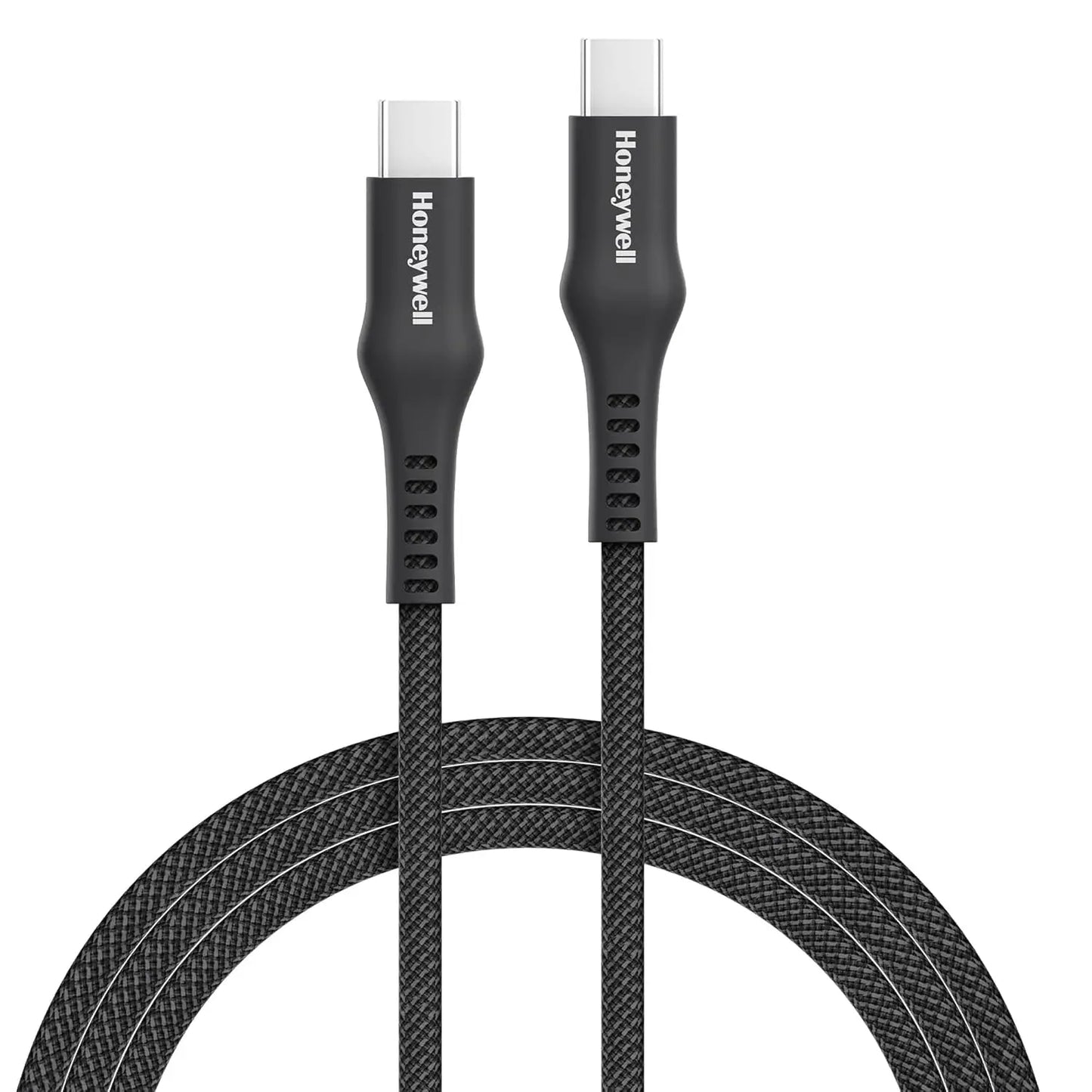 Honeywell USB Type C to Type C Cable, 4 Feet (1.2M), PD 60W, QC 3.0, Fast Charging, Nylon Braided Cable for Apple Devices, Smartphones, Laptops, Power Banks, Tablets, Headphones, Speakers – White