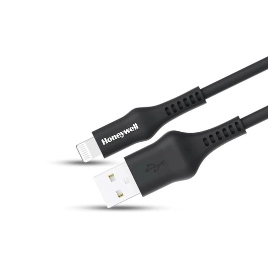Honeywell USB to Lightning Silicone cable(MFI), 6 Feet (1.8M), Apple-certified, QC 3.0, 2.4A Max Output, Fast Charge & Sync Cable for iPhone,iPad, Airpods, iPod - Black