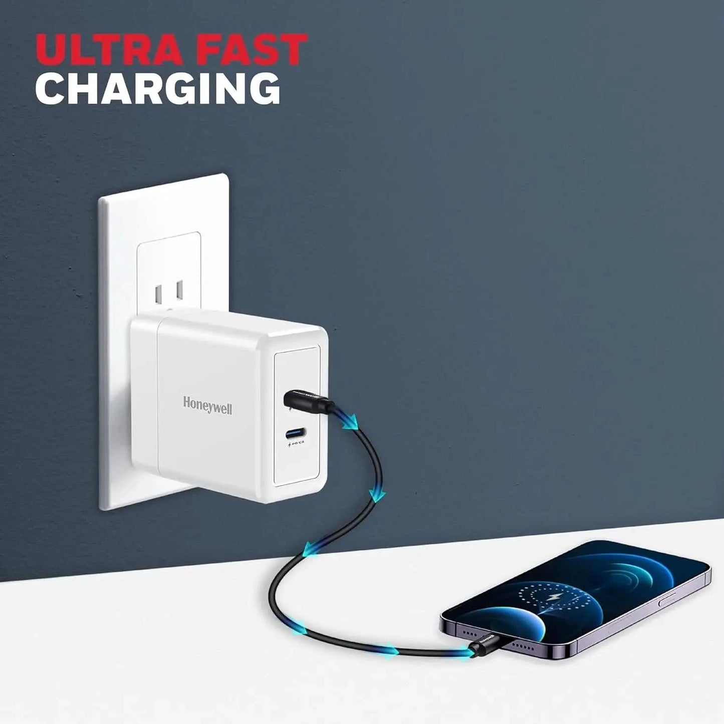 Honeywell Zest Charger GaN 45W, Ultra-Fast Wall Charger with PPS Support, 2xType C PD 3.0 Port, BIS Certified