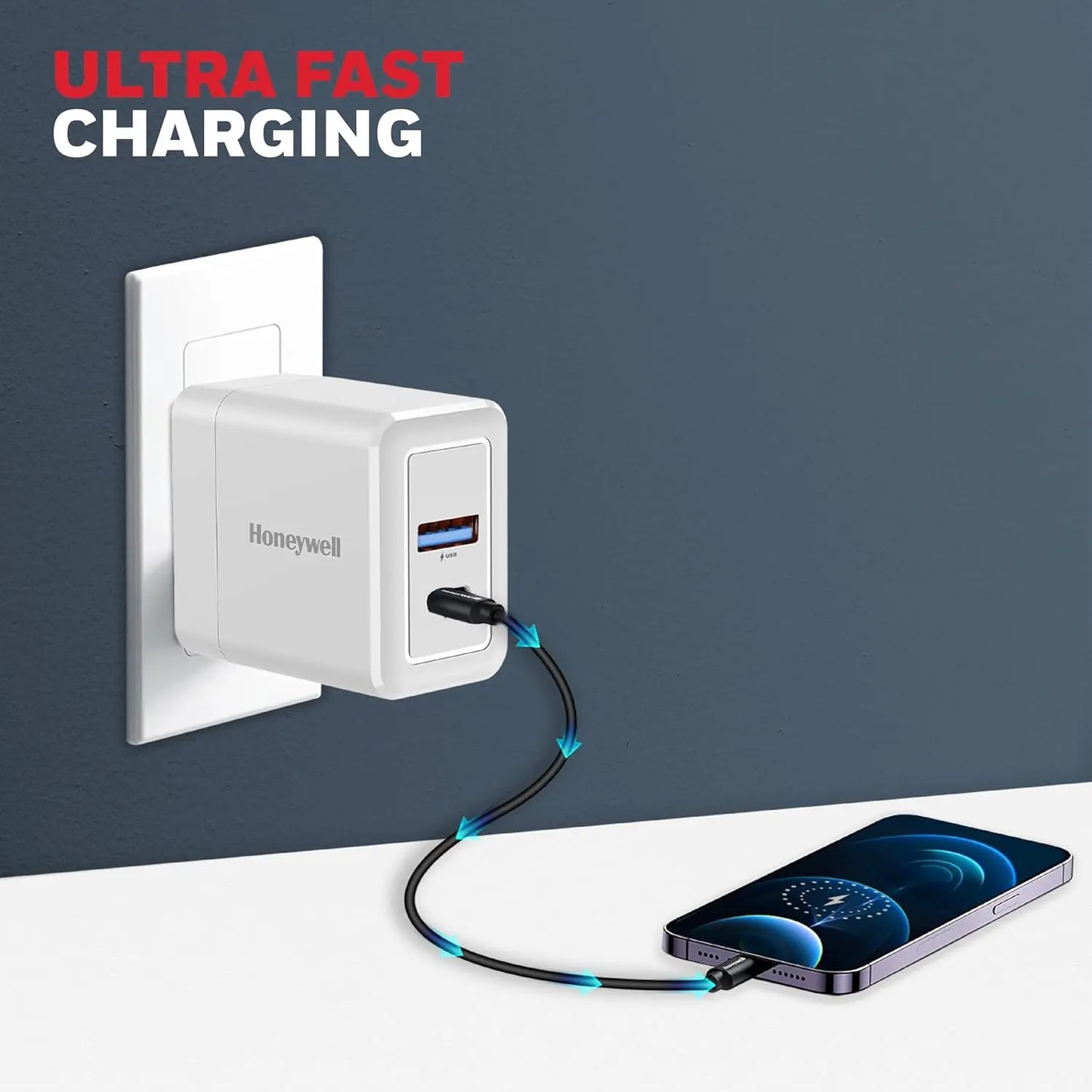 Honeywell Zest PD30W Ultra-Fast Wall Charger with PPS, 1x Type-C PD 3.0 & 1x USB-A Port, BIS Certified, Compatible with iPhone, iPad, Samsung, OnePlus 11/12/13/13R/13T/15/15R, Tablets, Power Banks