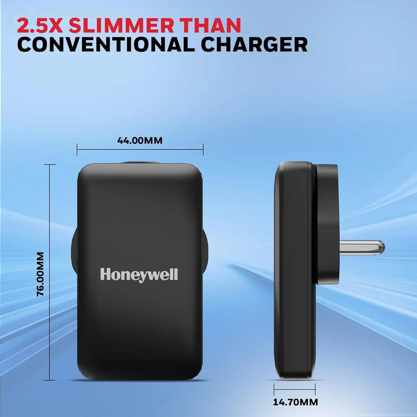 Honeywell Zest Ultra-Thin GaN 45W Dual Type-C PD 3.0 Wall Charger with PPS Support, Ultra-Fast Charging, Compatible with iPhone, iPad Pro, Pixel, Galaxy, OnePlus, Tablets & Smartwatches