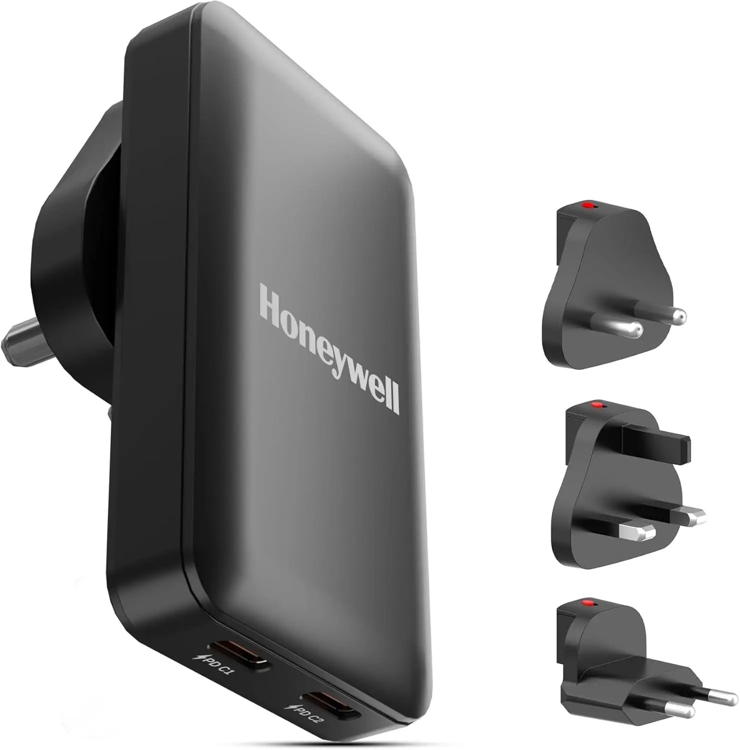 Honeywell Zest Ultra-Thin GaN 65W Dual Type-C PD 3.0 Wall Charger with PPS Support, Ultra-Fast Charging, Compatible with iPhone, iPad Pro, Pixel, Galaxy, OnePlus, Tablets & Smartwatches