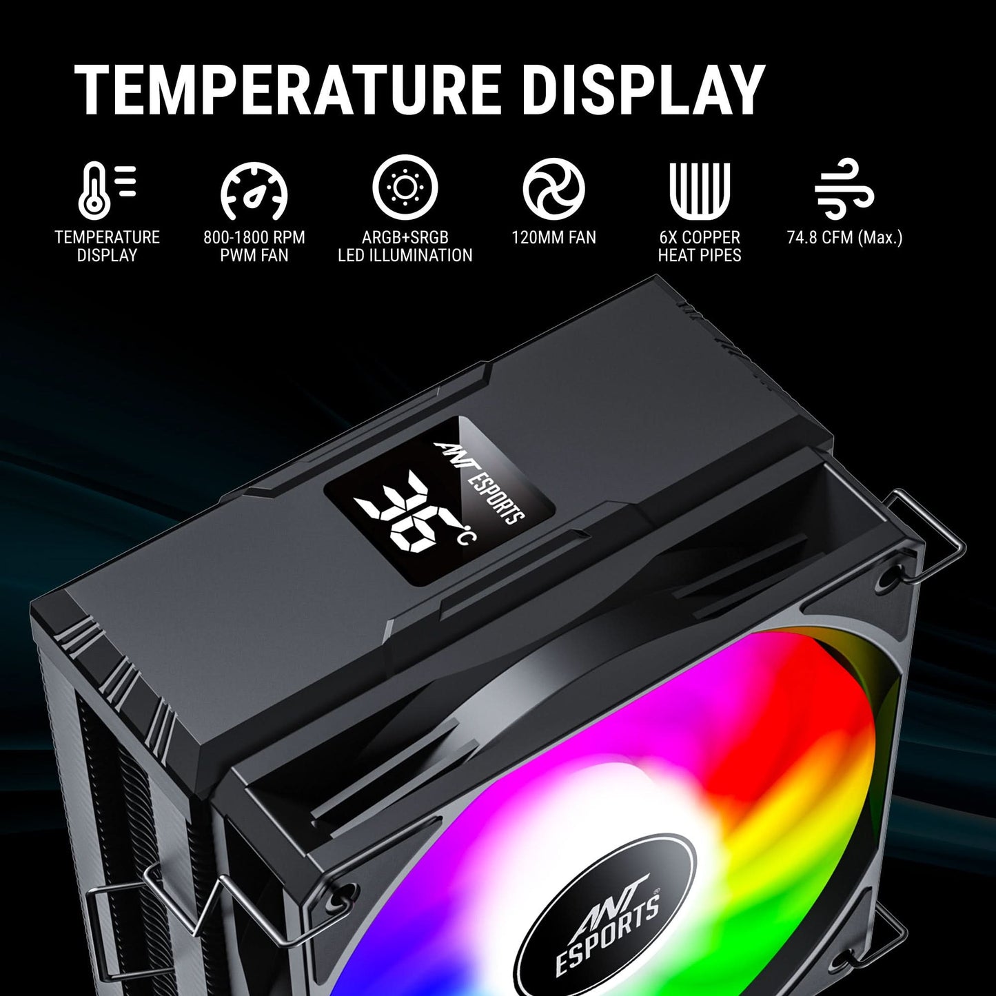 ANT ESPORTS ICE-C612 DIGITAL ARGB 120MM CPU AIR COOLER