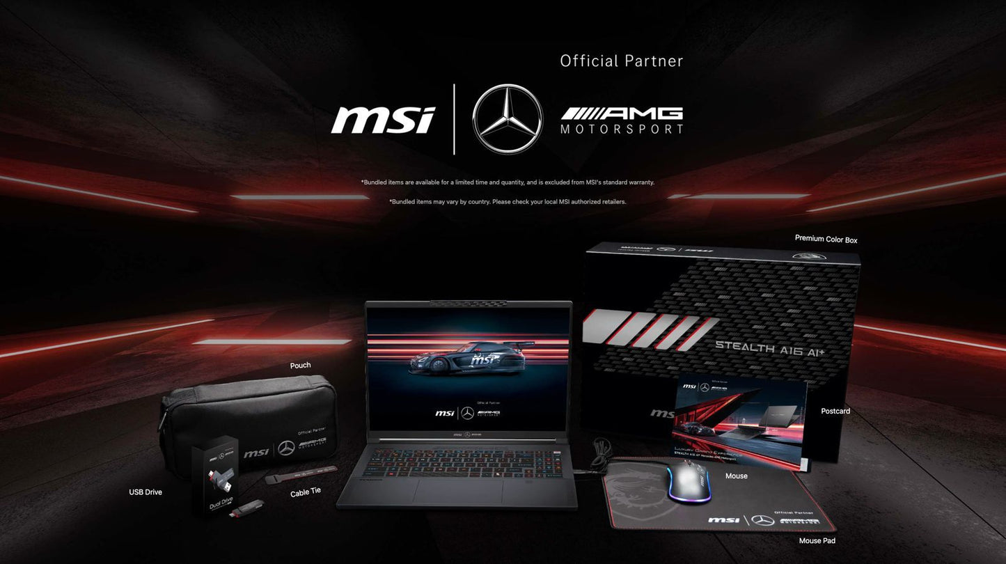 MSI STEALTH A16 MERCEDES AMG AI+ A3XWGG-060IN [AI R9-370HX/32GB/2TB SSD/WIN11 HOME/16.0"/8GB-RTX5070 GRAPHICS/2 YEAR(S)/GREY]