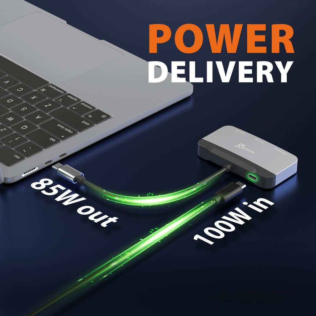 J5CREATE USB-C TO HDMI 4K144HZ & 2 X USB 3.2 WITH POWER DELIVERY 100W