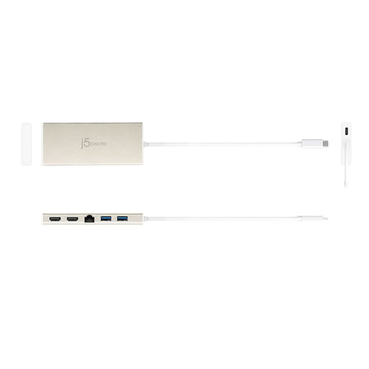 J5CREATE JCD381 USB Type Dual HDMI Mini Dock-Ethernet/ USB 3.1 HUB / PD2.0