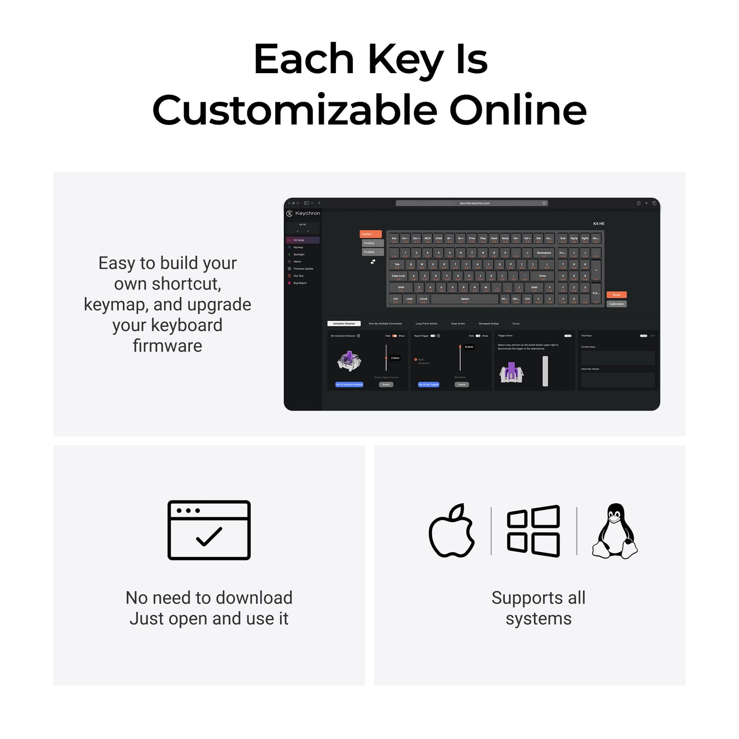 Keychron K4 HE Wireless Magnetic Switch Custom Keyboard Black