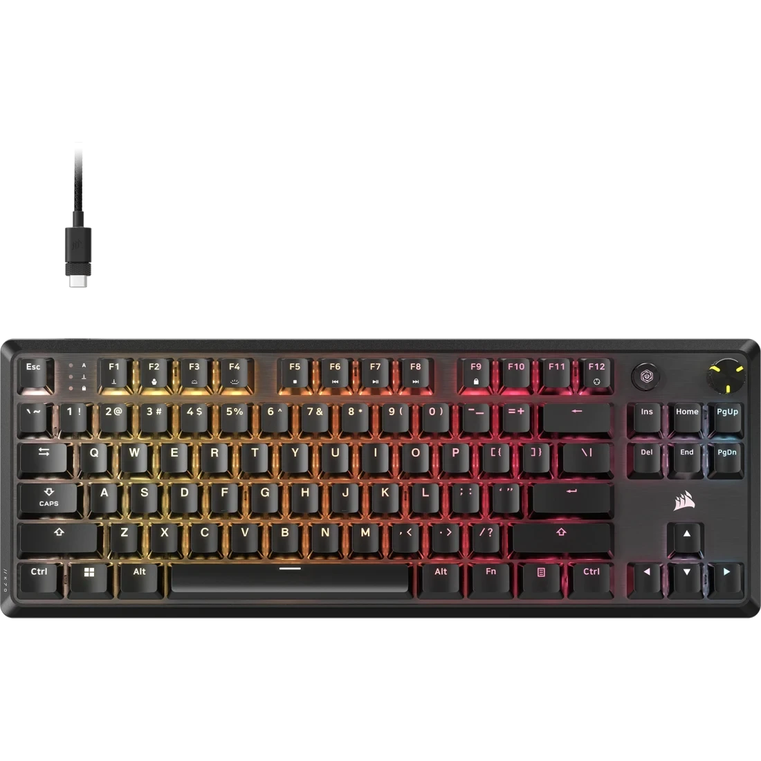 CORSAIR K70 CORE TKL TENKEYLESS MECHANICAL GAMING KEYBOARD BACKLIT RGB LED  BLACK - CORSAIR MLX RED, ABS DS KEYCAPS