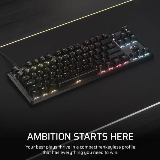 CORSAIR K70 CORE TKL TENKEYLESS MECHANICAL GAMING KEYBOARD BACKLIT RGB LED BLACK - CORSAIR MLX RED, ABS DS KEYCAPS