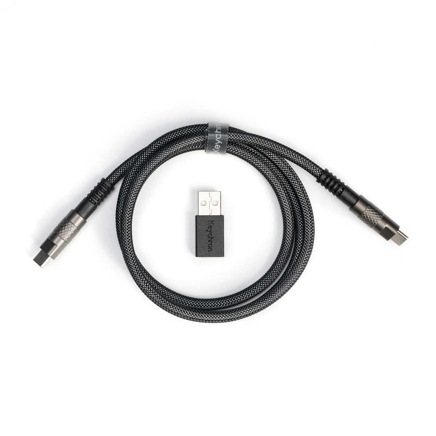 Keychron Double-Sleeved Geek Cable 8K, USB Type-C to Type-C, 100cm, 480Mbps, TPE + PET Braided, Black