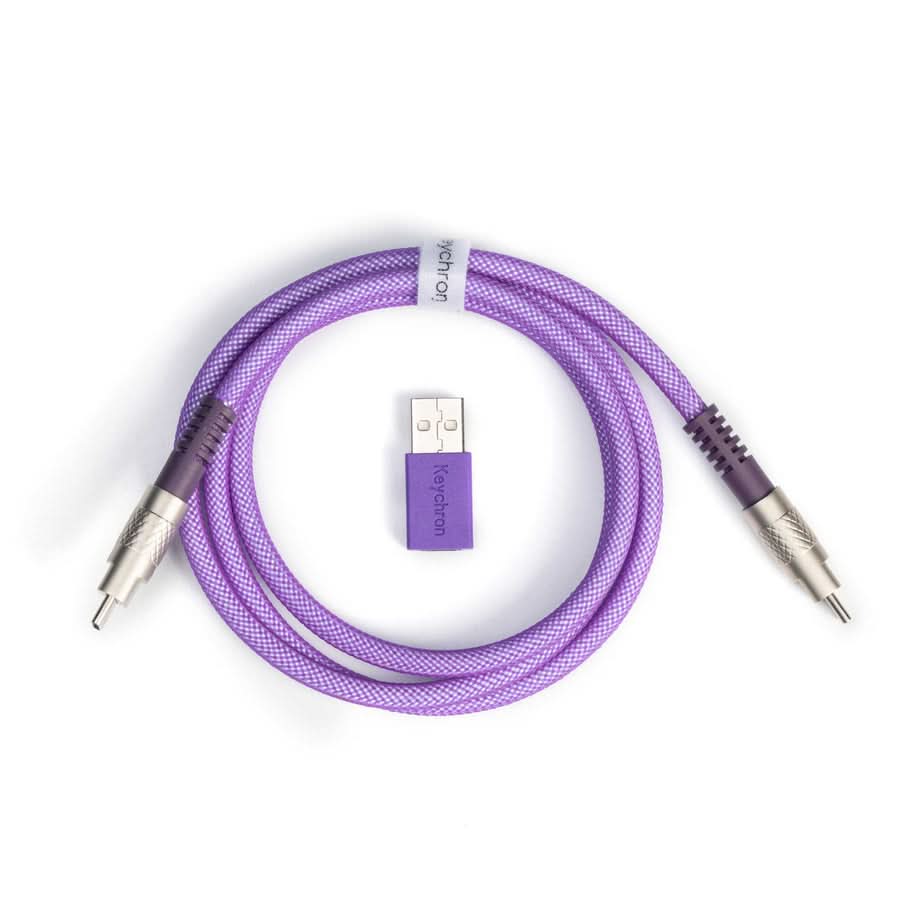 Keychron Double-Sleeved Geek Cable, USB Type-C to Type-C, 100cm, TPE and PET Braided, Purple