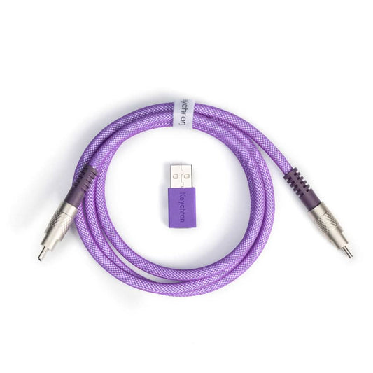 Keychron Double-Sleeved Geek Cable, USB Type-C to Type-C, 100cm, TPE and PET Braided, Purple