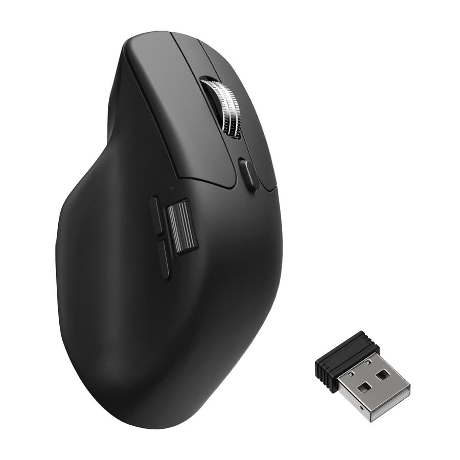 Keychron M6 Wireless Ergonomic Mouse, PixArt 3950 Sensor, 30000 DPI, 8000Hz Polling Rate, Bluetooth 5.3, 2.4GHz, USB Type-C, Black