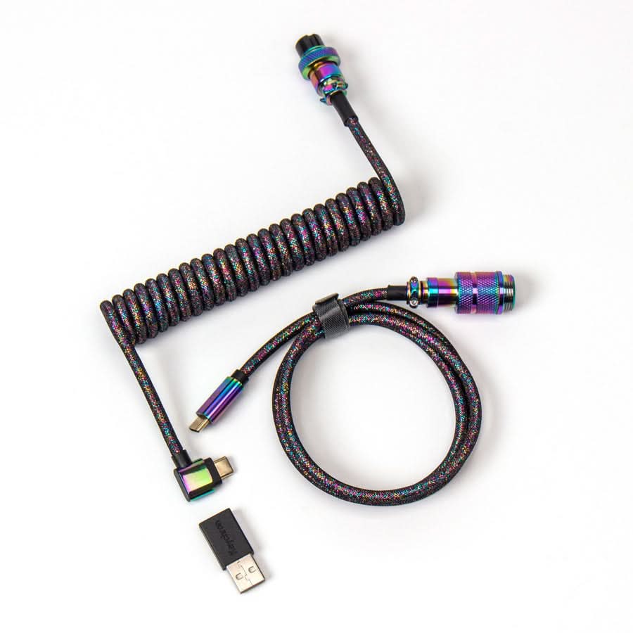 Keychron Premium Coiled Aviator Cable, USB Type-C, 5-Pin GX16, 108cm, 480Mbps