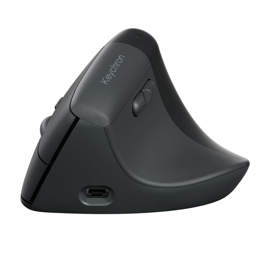 Keychron BM27 Wireless Ergonomic Mouse, PAW3212 Sensor, 2400 DPI, 1000Hz Polling Rate, Bluetooth 5.2, 2.4GHz, USB Type-C, Space Gray