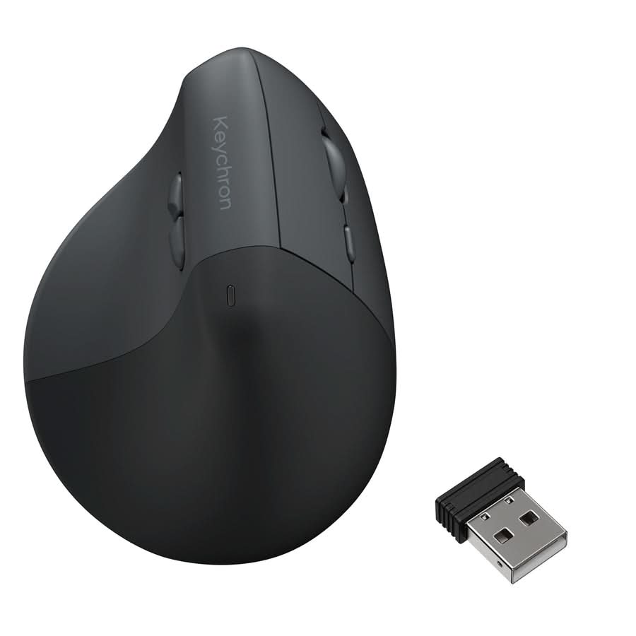 Keychron BM27 Wireless Ergonomic Mouse, PAW3212 Sensor, 2400 DPI, 1000Hz Polling Rate, Bluetooth 5.2, 2.4GHz, USB Type-C, Space Gray