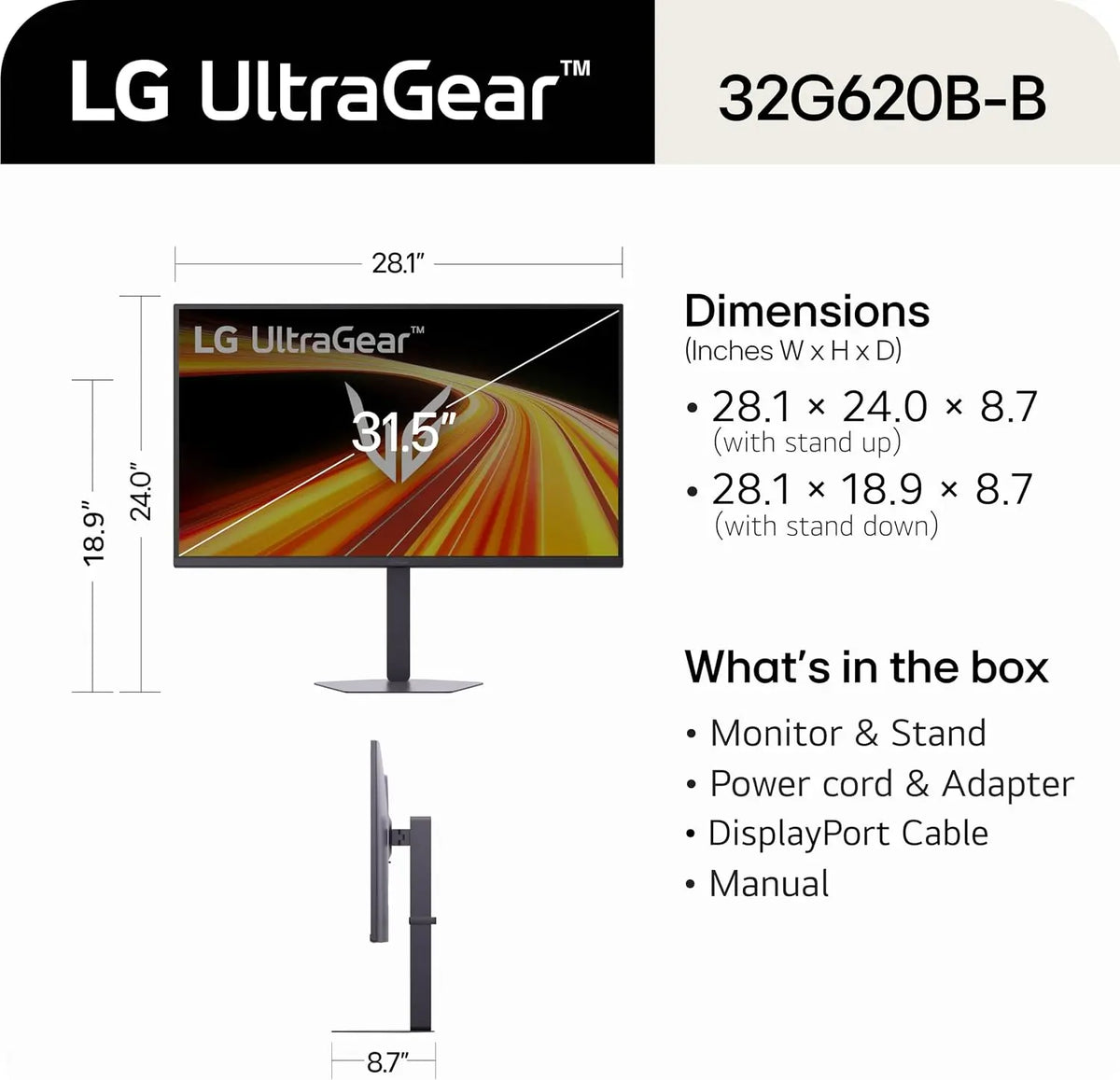 LG 32G620B-B 32-inch Ultragear IPS QHD 200Hz 1ms G-Sync Gaming Monitor