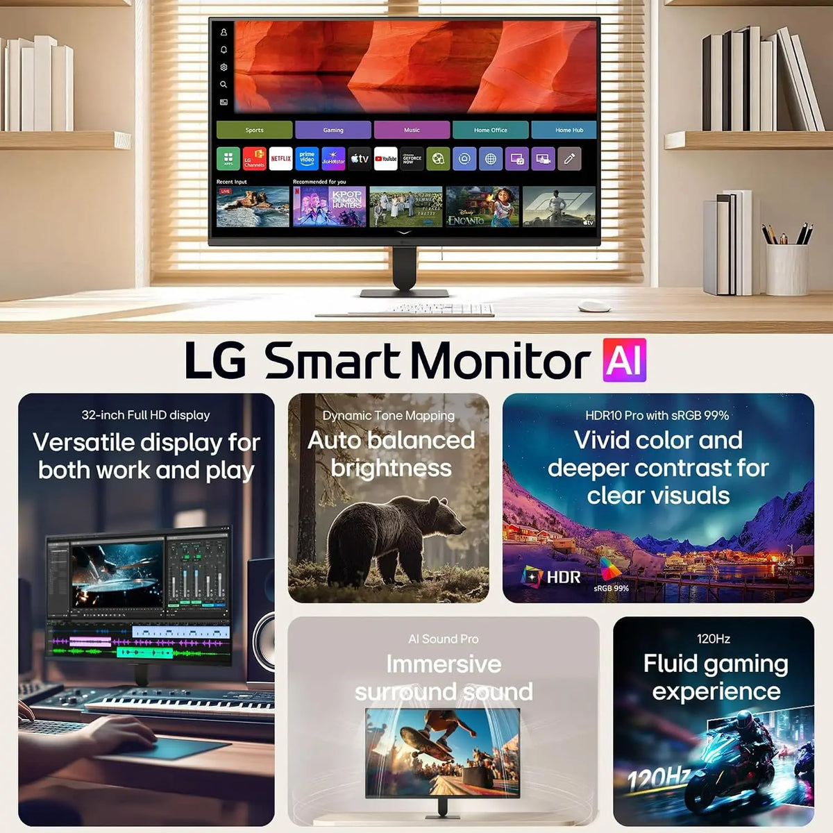LG 32U501SB 80 cm (32 Inch) Full HD (1920x1080) Smart Monitor