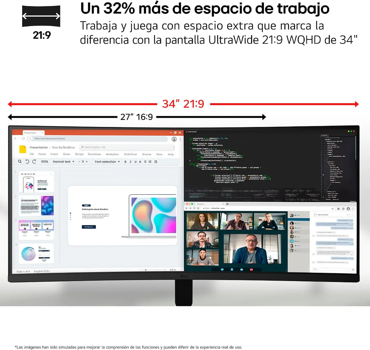 LG 34U601B-B UltraWide Monitor, 34" VA Display, WQHD Resolution, 120Hz Refresh Rate Black