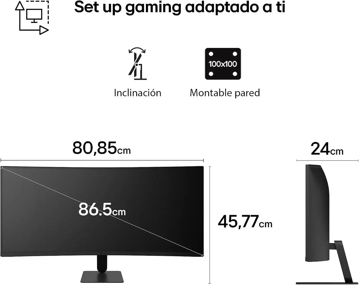 LG 34U601B-B UltraWide Monitor, 34" VA Display, WQHD Resolution, 120Hz Refresh Rate Black
