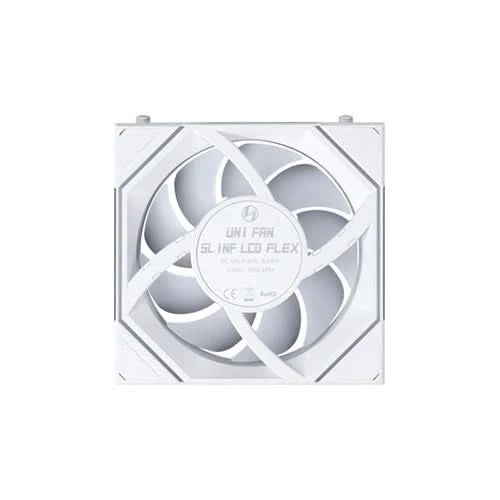 LIAN LI UNI FAN SL-INF LCD FLEX Reverse Blade 120mm ARGB Case Fan, 3-Pack, White