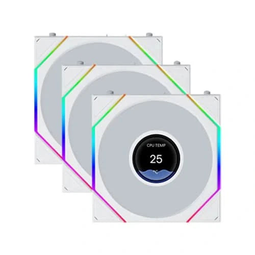 LIAN LI UNI FAN TL LCD FLEX 120mm ARGB Case Fan, 3-Pack, White