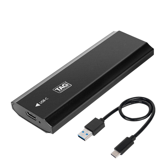 TAG M.2 SSD Enclosure USB 3.1 Gen2, NVMe & NGFF SATA, 10Gbps, Supports 2230 to 2280, Up to 4TB, Black