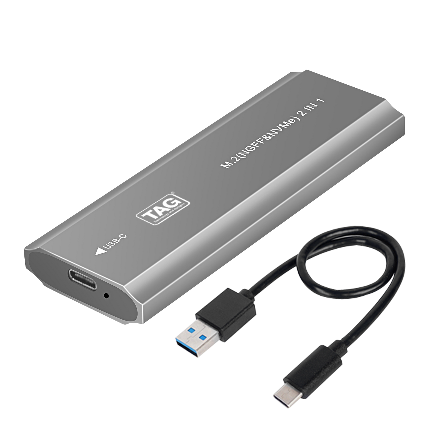 TAG M.2 SSD Enclosure USB 3.1 Gen2, NVMe & NGFF SATA, 10Gbps, Supports 2230 to 2280, Up to 4TB, Black
