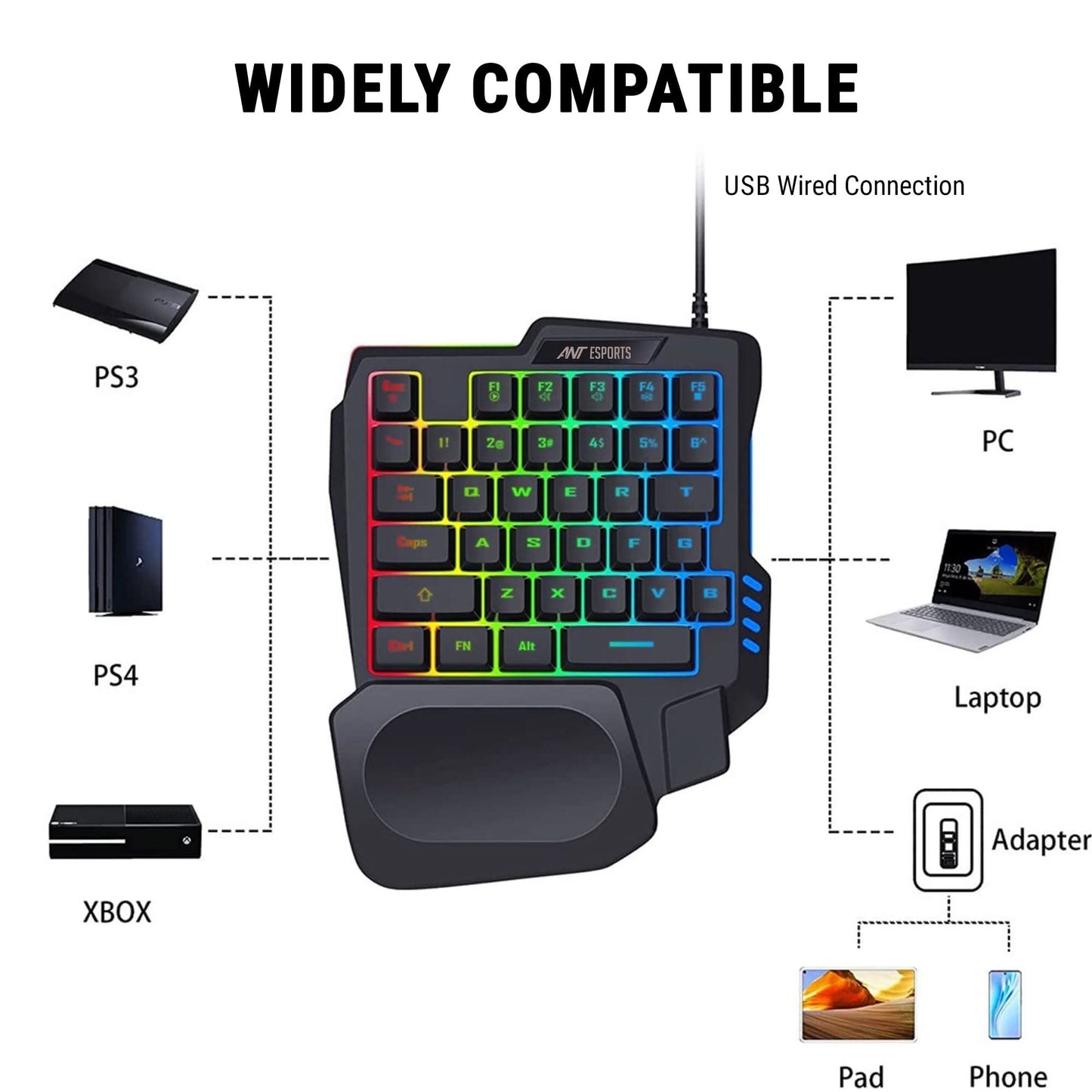 ANT ESPORTS MG401, MOBILE GAMING COMBO, 4 IN1 FOR PUBG, COD GAMES - BLACK