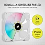 CORSAIR SP SERIES SP120 RGB ELITE 120MM RGB LED FAN WITH AIRGUIDE SINGLE PACK - WHITE CO-9050108-WW
