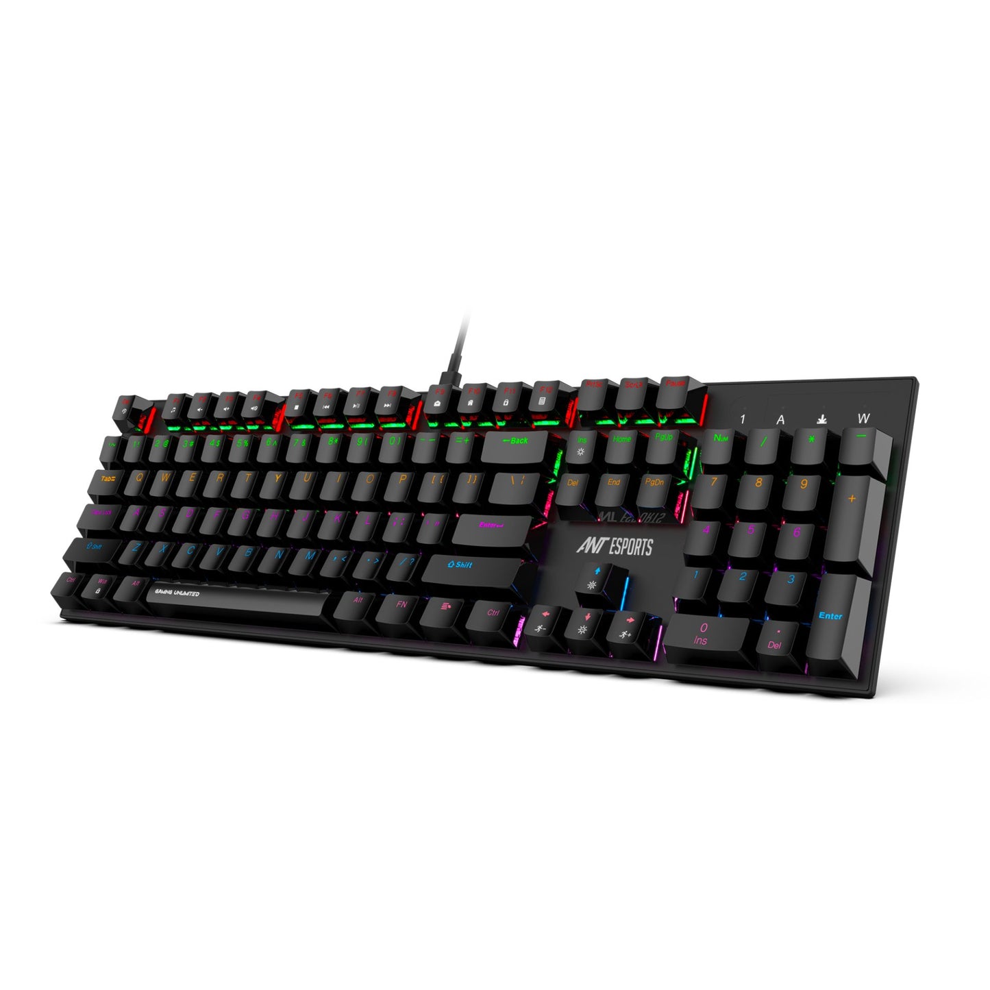 Ant Esports MK3200 V2 Mechanical Gaming Keyboard Multicolor LED Backlit Wired - Black (RED Switch) (R-41183733)
