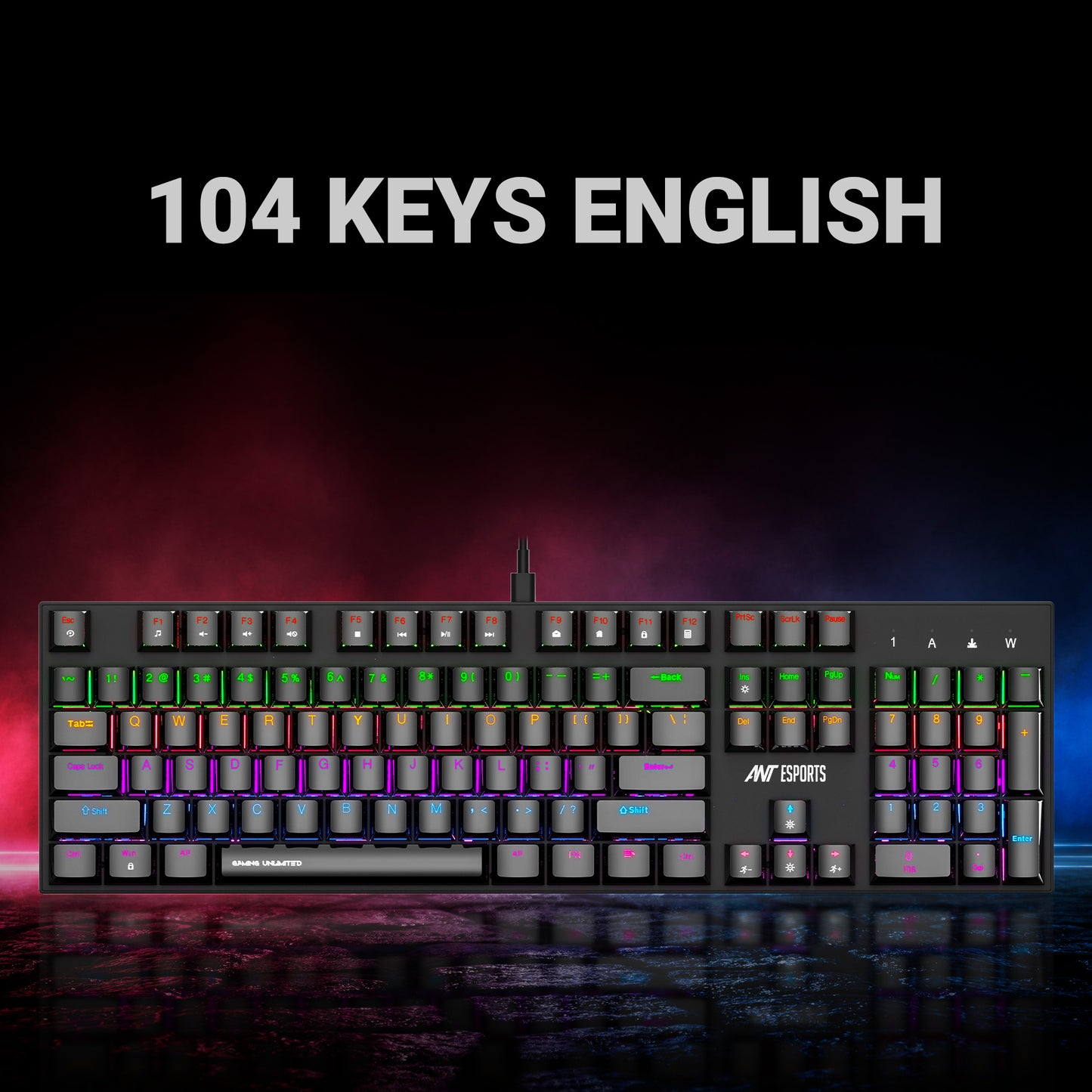 Ant Esports MK3200 V2 Mechanical Gaming Keyboard Multicolor LED Backlit Wired -Blue Switch (R-41183733)