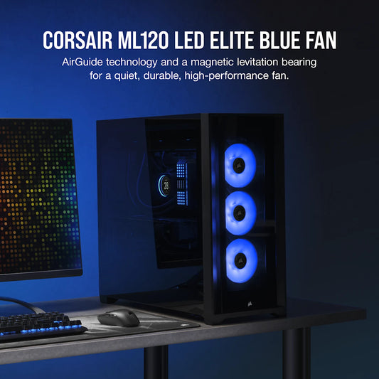 CORSAIR ML ELITE SERIES, ML120 LED ELITE, 120MM MAGNETIC LEVITATION BLUE LED FAN WITH AIRGUIDE, SINGLE PACK