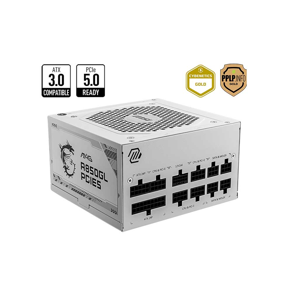 MSI MAG A850GL PCIE5 ATX 3.1 GOLD FULLY MODULAR SMPS WHITE
