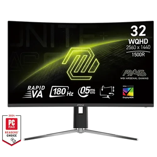 MSI MAG 32CQ6PF 32 Inch WQHD Gaming Monitor 180Hz 0.5ms Rapid VA AMD FreeSync Premium