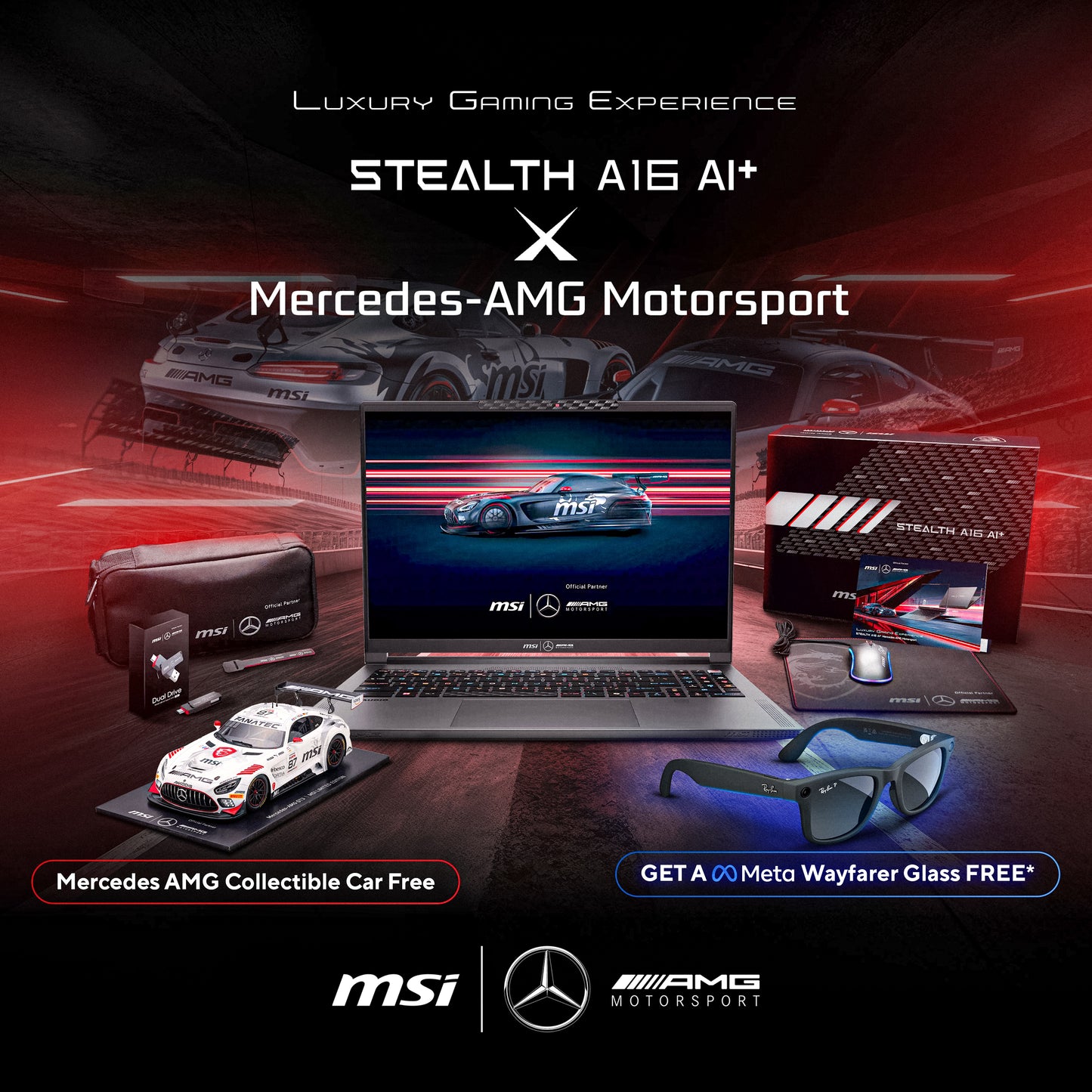 MSI STEALTH A16 MERCEDES AMG AI+ A3XWGG-060IN [AI R9-370HX/32GB/2TB SSD/WIN11 HOME/16.0"/8GB-RTX5070 GRAPHICS/2 YEAR(S)/GREY]