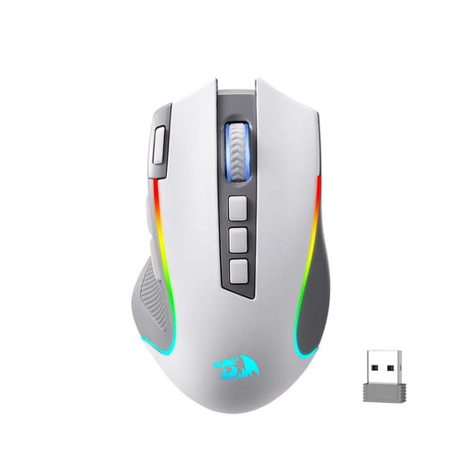 Redragon Predator Pro M612 PRO - RGB Wired, Wireless and Bluetooth Mouse (White and Grey)