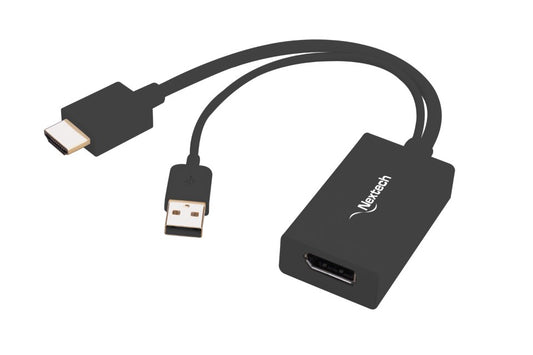 Nextech HDMI (M) to Display Port (F) + Power Adapter Cable Compatible with Computer, Desktop, Laptop, PC, Monitor, Projector