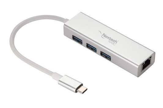 Nextech USB-C To Giga Hub Adapter | 3* USB 3.1 Ports & 1 *Ethernet Port for MacBook & All Type-C Laptops