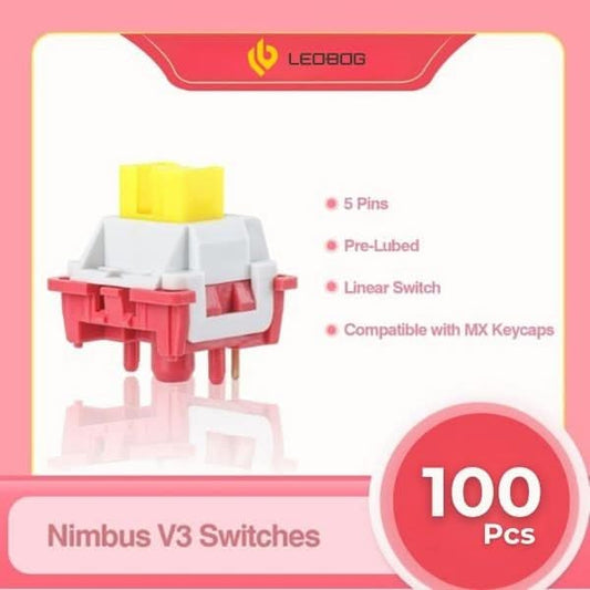 Aula LEOBOG Nimbus Linear Mechanical Switch – Ultra-Smooth, Pre-Lubed, Hot-Swappable, Ideal for Custom Keyboards, 100pcs (NS100)