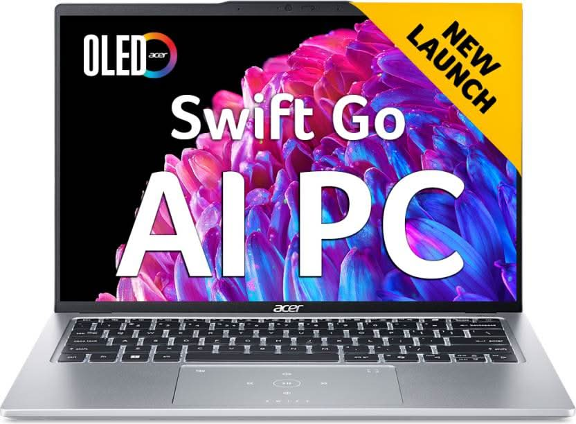 ACER SWIFT GO 14 OLED INTEL CORE ULTRA 7 155H - (16 GB/1 TB SSD/WINDOWS 11 HOME) SFG14-73-71BY THIN AND LIGHT LAPTOP (14 INCH, PURE SILVER, WITH MS OFFICE)