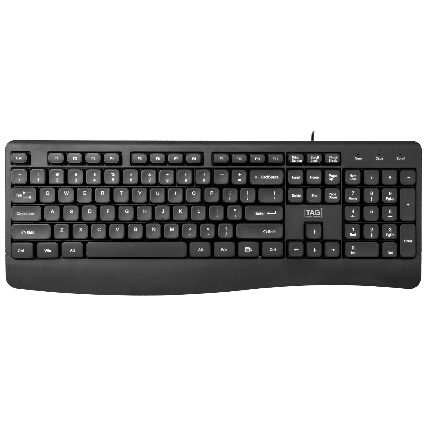 TAG USB Office Keyboard, Full Size, 434mm, ABS Construction, 10 Million Key Life, Black