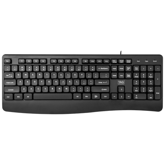 TAG USB Office Keyboard, Full Size, 434mm, ABS Construction, 10 Million Key Life, Black