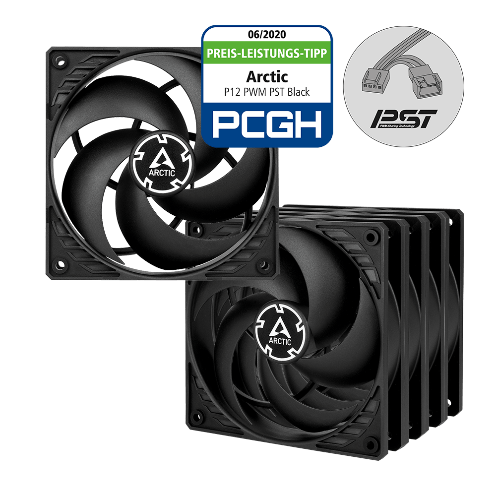 ARCTIC P12 PWM PST (BLACK) - 5 PACK