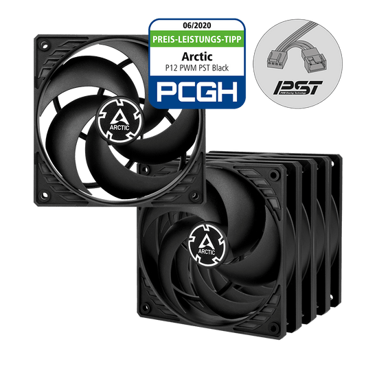 ARCTIC P12 PWM PST (BLACK) - 5 PACK