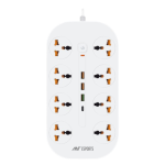 ANT ESPORTS PS831 UNIVERSAL POWER STRIP WITH USB & TYPE C WITH 8 UNIVERSAL SOCKETS, 3 METERS CABLE - WHITE