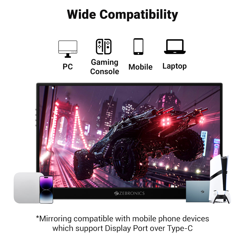 ZEBRONICS Pixigo A16S, 15.6 inch Portable Monitor