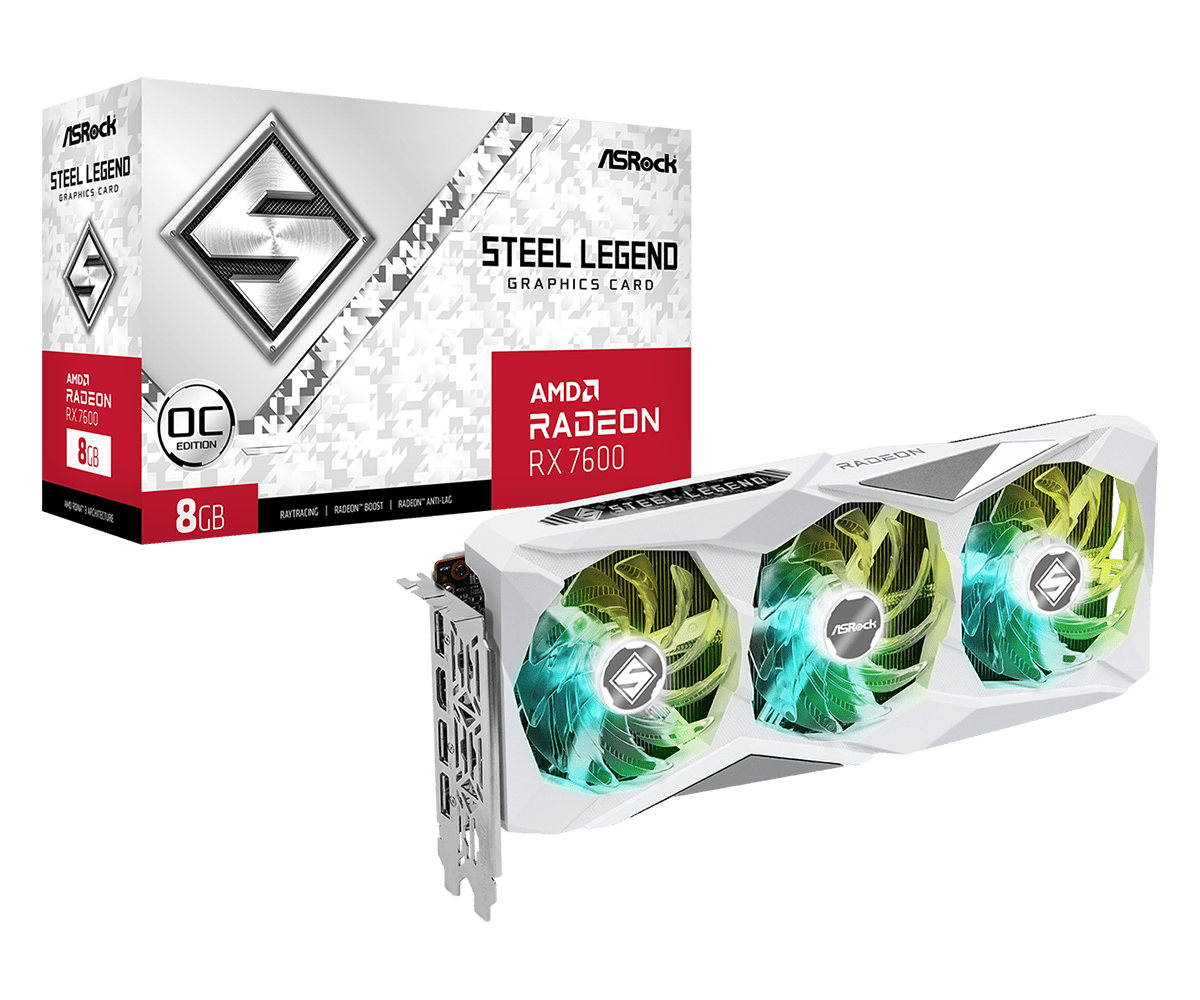 ASROCK RX 7600 STEEL LEGEND OC 8GB GRAPHICS CARD